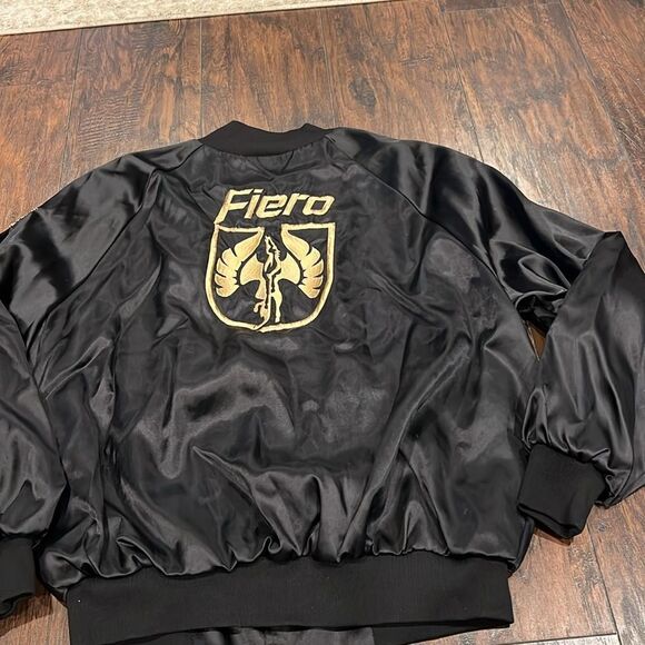 Vtg Pontiac Fiero Wings Racing satin bomber jacket embroidered Scott Uzzel XL - Picture 7 of 12